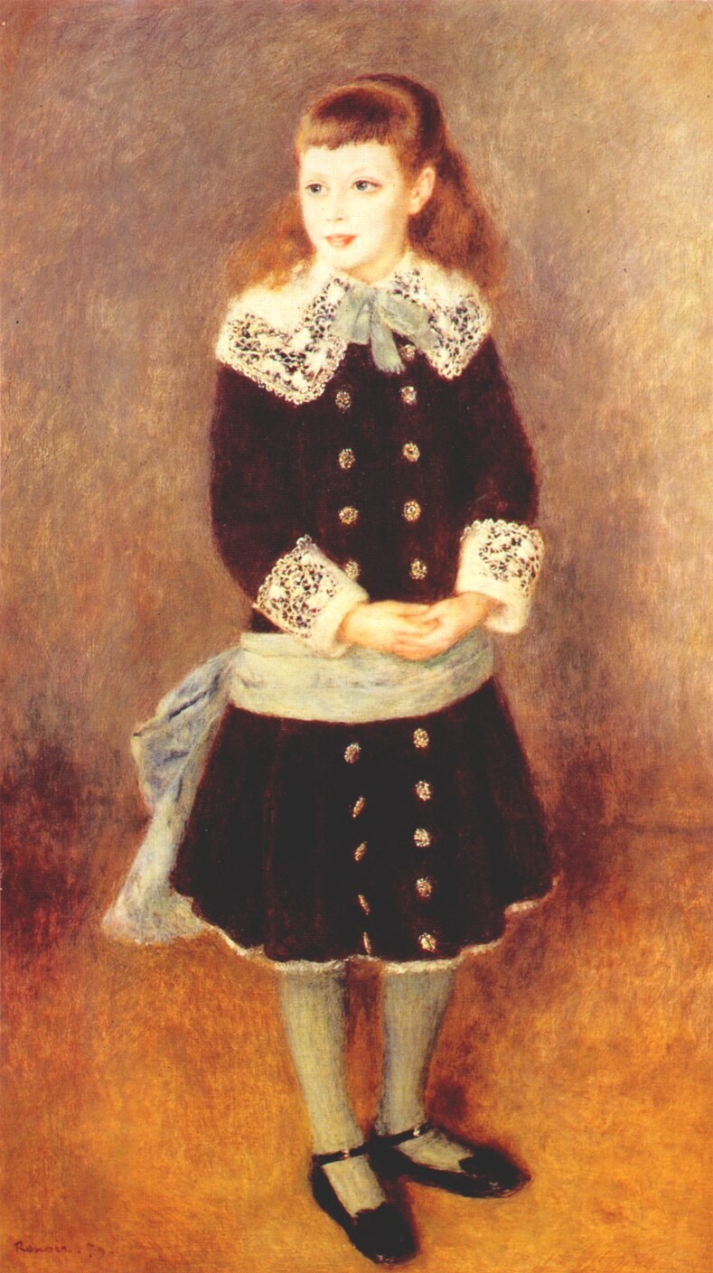 Marthe Berard girl wearing a blue sash 1879